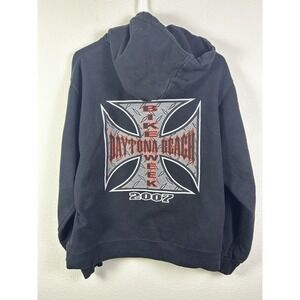 Bike Week  Sz Small Black Faded Distressed Iron Cross Vintage Y2K